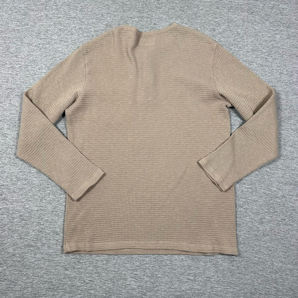 Seager Sawpit Henley Shirt Mens XL Brown Waffle Knit Long Sleeve Thermal - Picture 4 of 9